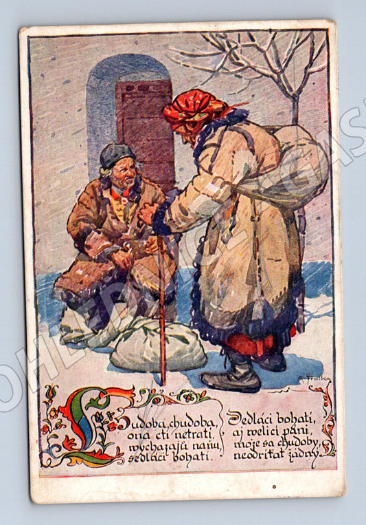 Pohlednice Slovácké písně Chudoba (M12513)