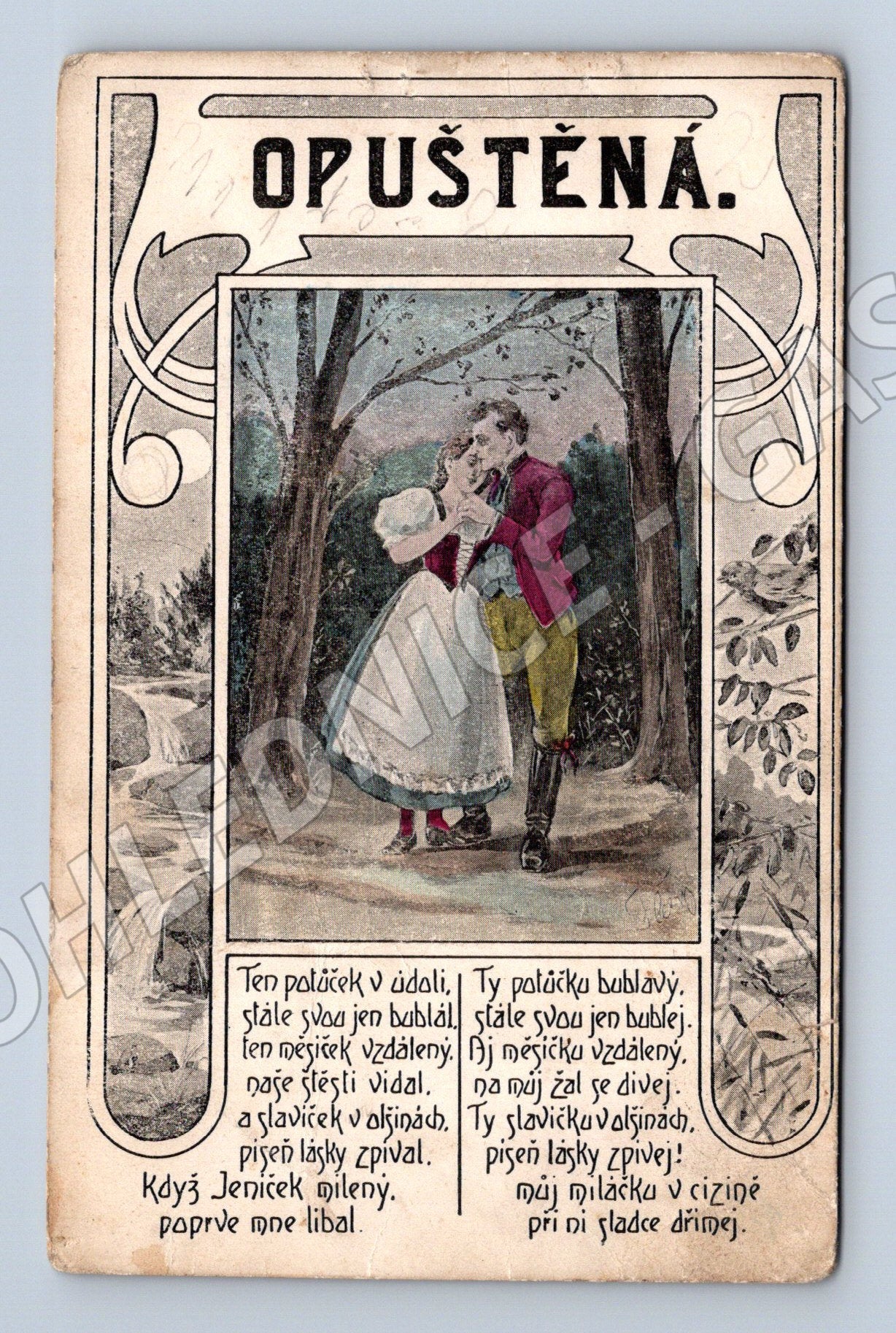 Pohlednice Opuštěná romantická česká ilustrace (M12514)