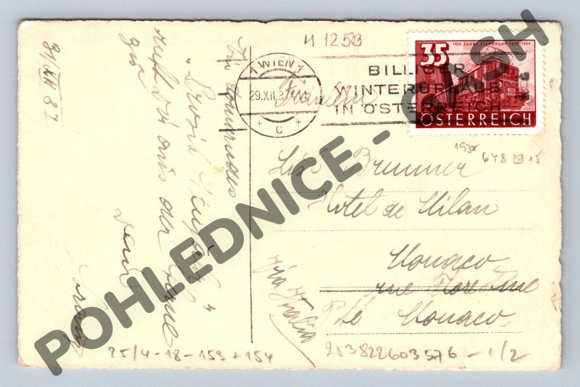Pohlednice Rakousko 1937 PF 100 let železnice (M1253)