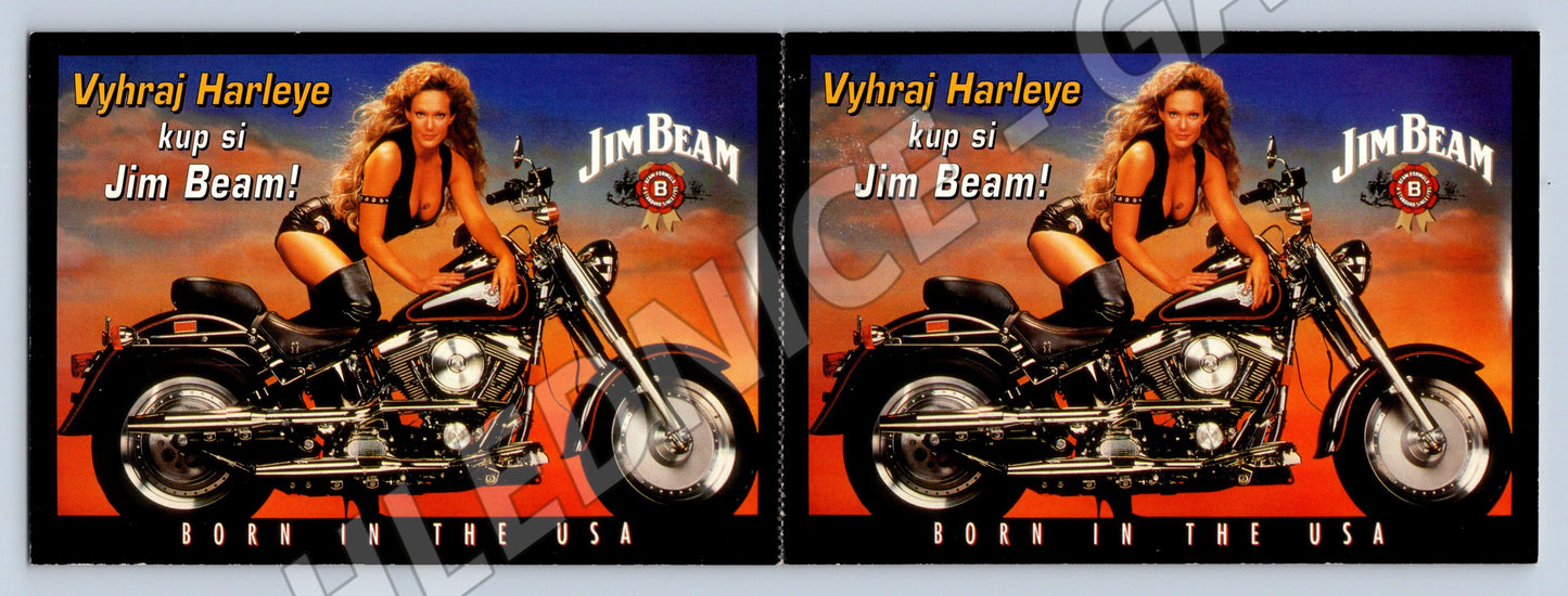 Pohlednice Jim Beam – soutěž Harley, modelka (M12530)