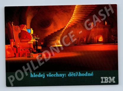 Pohlednice Santa u počítače IBM Aptiva (M12531)