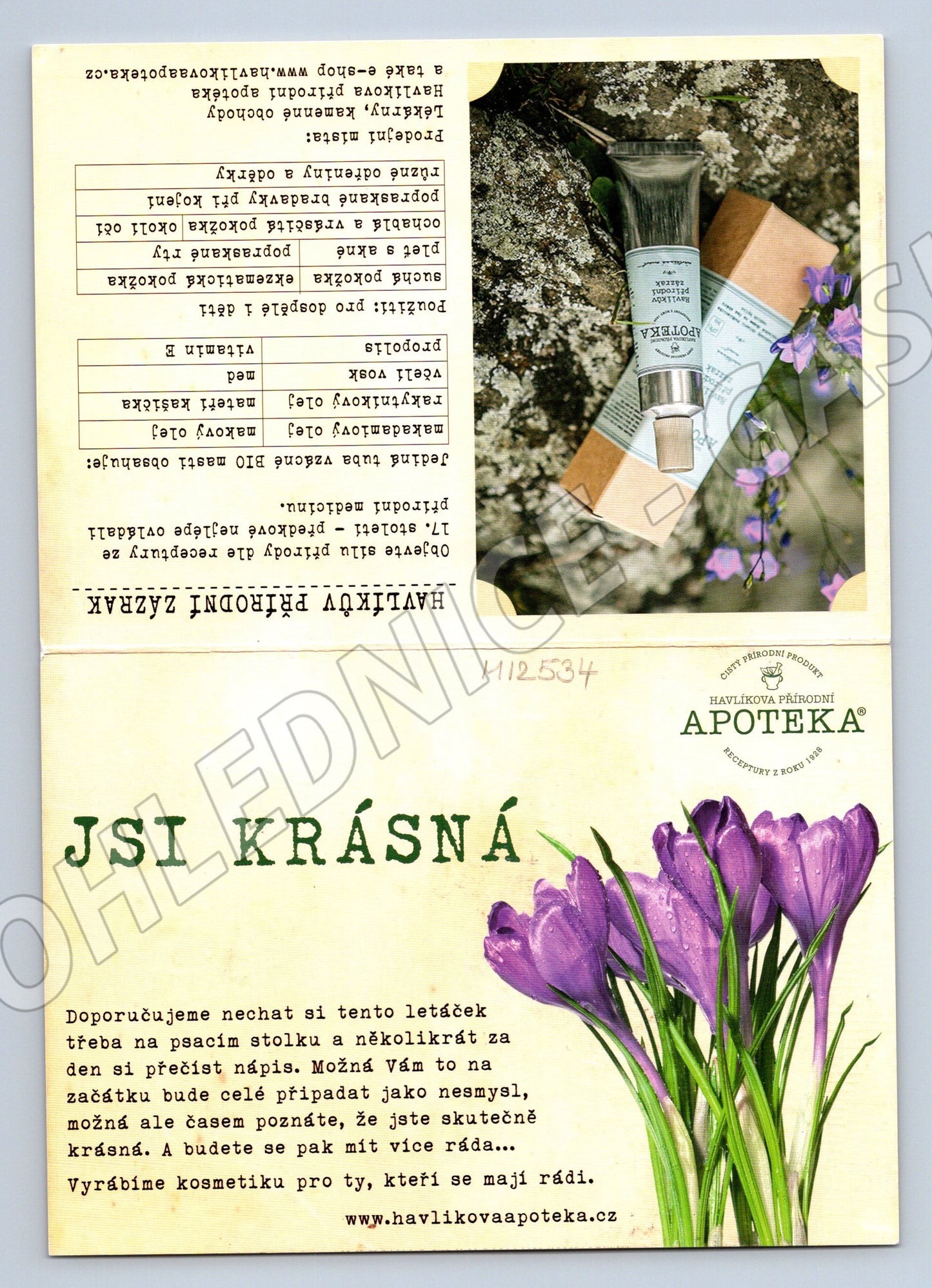 Pohlednice Havlíkova apotéka kosmetika a květiny (M12534)