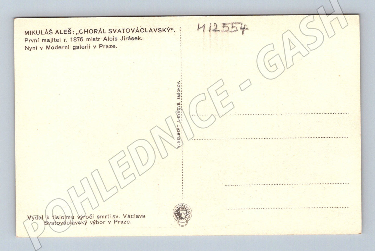 Pohlednice Mikoláš Aleš Chorál svatováclavský (M12554)