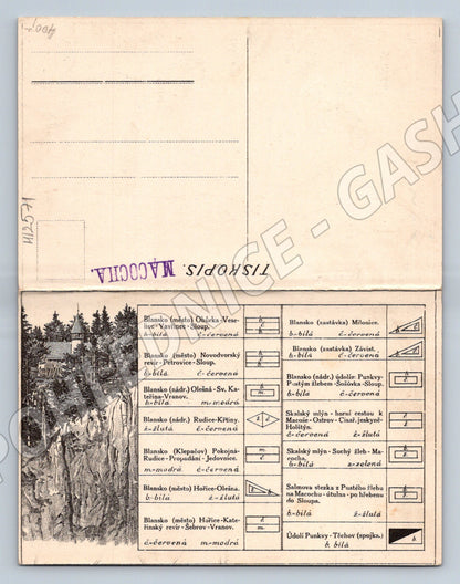 Pohlednice Blansko a okolí mapa Macocha (M12571)