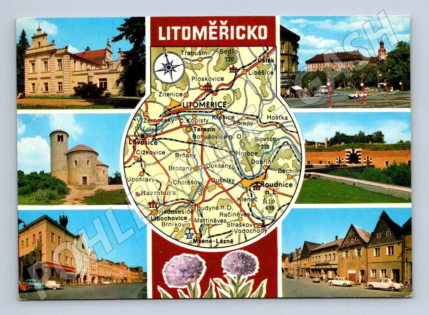 Pohlednice Litoměřicko mapa a památky 1971 (M12574)