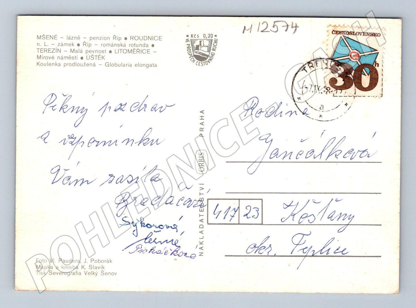 Pohlednice Litoměřicko mapa a památky 1971 (M12574)