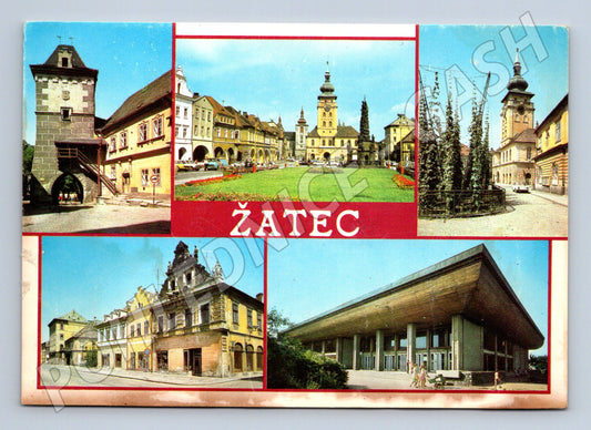 Pohlednice Žatec koláž památek chmel (M12575)