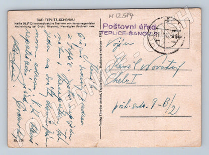 Pohlednice Teplice Šanov lázně 1945 (M12584)