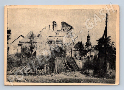 Pohlednice Velká Polom 1945 zničená škola (M12594)