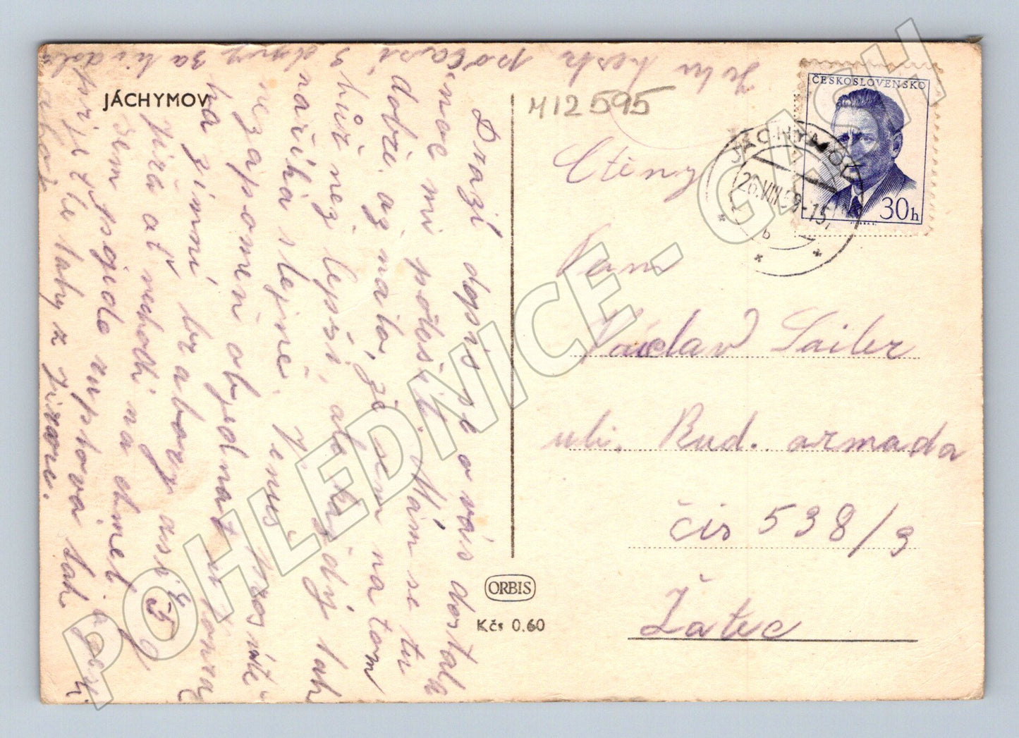 Pohlednice Jáchymov historická 1947 (M12595)