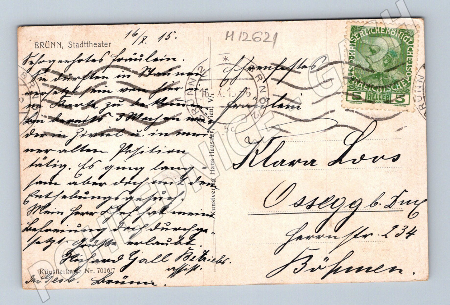 Pohlednice Brno Stadttheater 1915 (M12621)