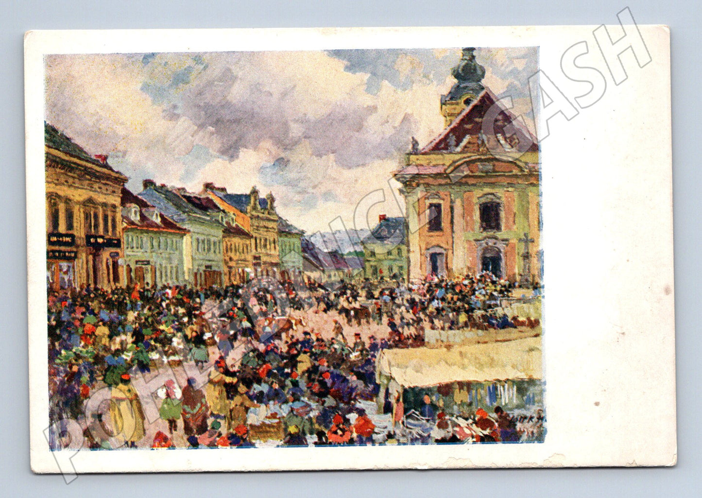 Pohlednice náměstí s trhem do 1950 (M12622)