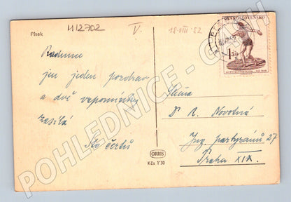 Pohlednice Písek Otava panorama 1952 (M12702)