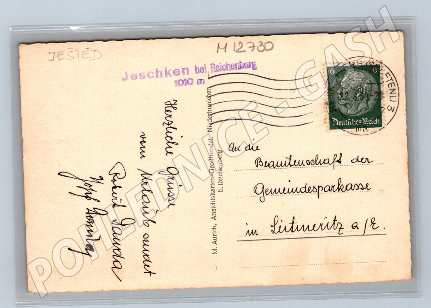 Pohlednice Ještěd 1010 m historická s lanovkou (M12730)
