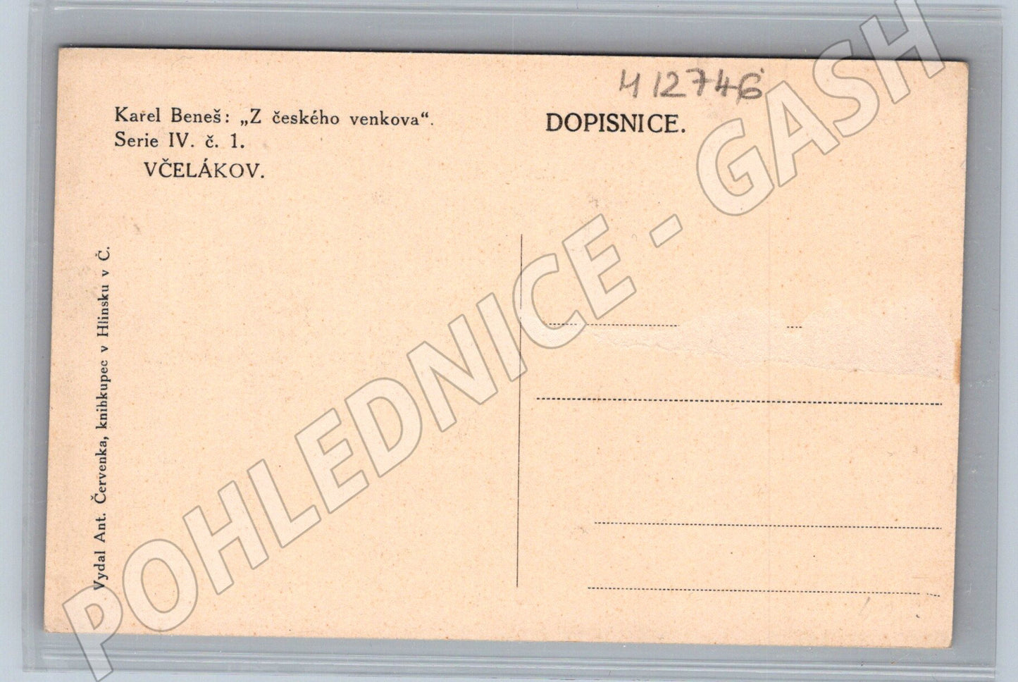 Pohlednice Včelákov Karel Beneš Z českého venkova do 1950 (M12746)