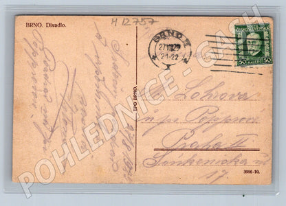 Pohlednice Brno Mahenovo divadlo 1929 malý formát (M12757)