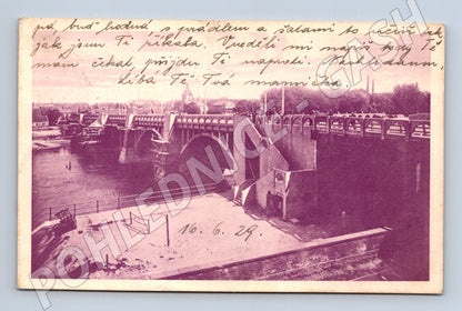 Pohlednice Kolín železniční most přes Labe 1929 (M12761)