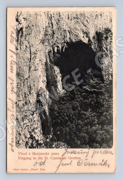 Pohlednice Škocjanské jeskyně vstup Rakousko-Uhersko Slovinsko(M12763)