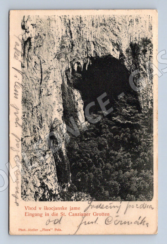 Pohlednice Škocjanské jeskyně vstup Rakousko-Uhersko Slovinsko(M12763)