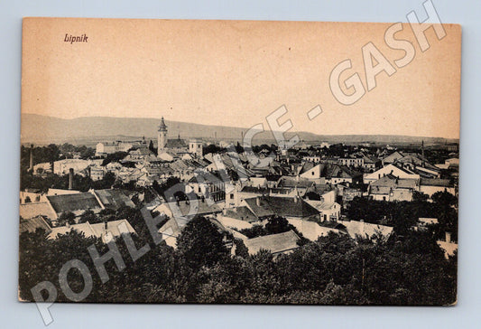 Pohlednice Lipník panoráma města černobílá do 1950 (M12770)
