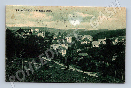 Pohlednice Luhačovice pražská čtvrť stará do 1950 (M12772)