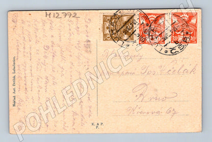 Pohlednice Luhačovice pražská čtvrť stará do 1950 (M12772)