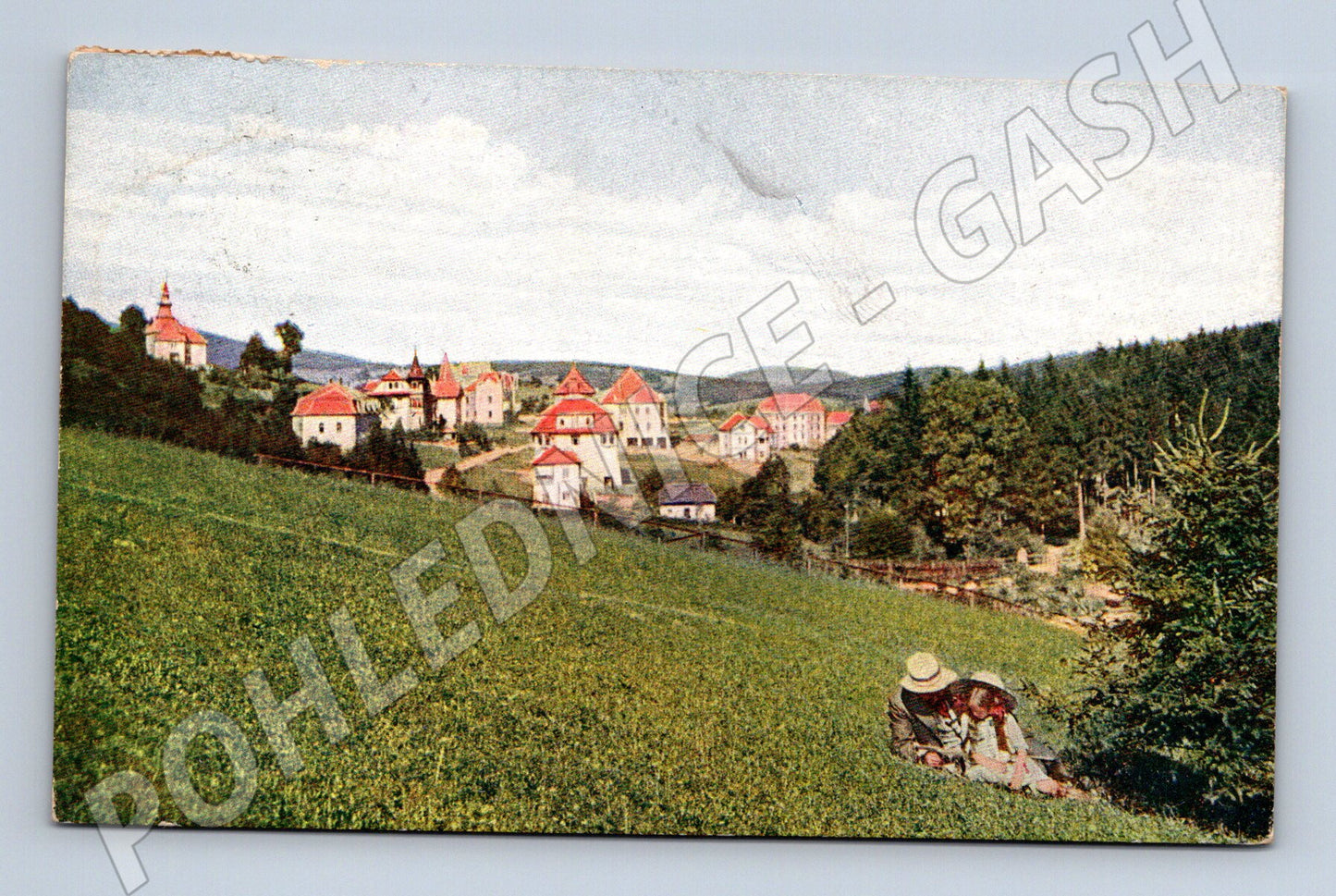 Pohlednice Luhačovice pražská čtvrť 1913 malý formát (M12777)