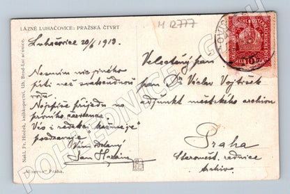 Pohlednice Luhačovice pražská čtvrť 1913 malý formát (M12777)