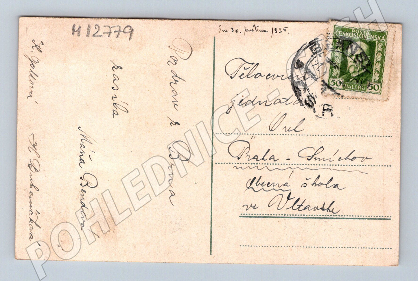 Pohlednice Brno městské divadlo kolorovaná 1925 prošlá (M12779)