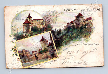 Pohlednice Praha hrad Daliborka a Bílá věž  Alois Wiesner (M12780)