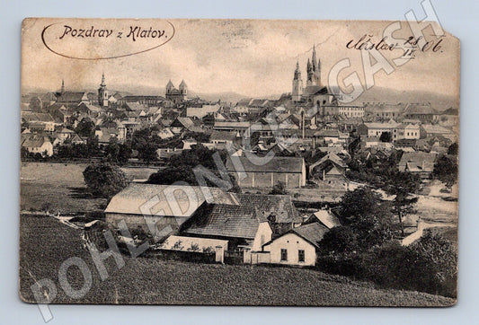 Pohlednice Klatovy stará 1906 malý formát (M12781)