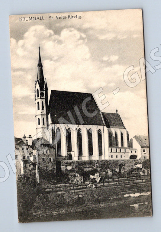 Pohlednice Český Krumlov kostel sv. Víta stará (M12788)