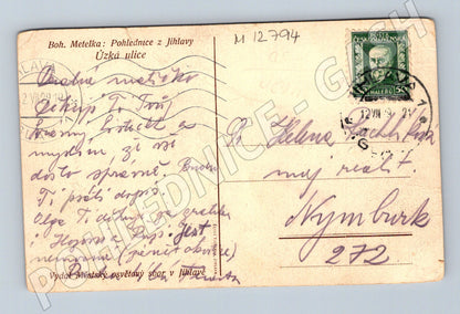 Pohlednice Úzká ulice Jihlava 1919 (M12794)
