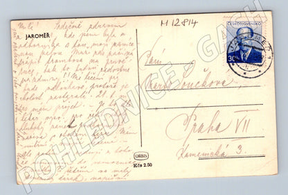 Pohlednice Jaroměř náměstí morový sloup historická do 1950 (M12814)