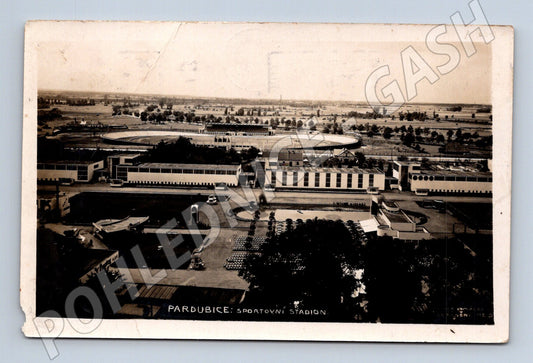 Pohlednice Pardubice sportovní stadion 1931 prošlá poštou (M12851)