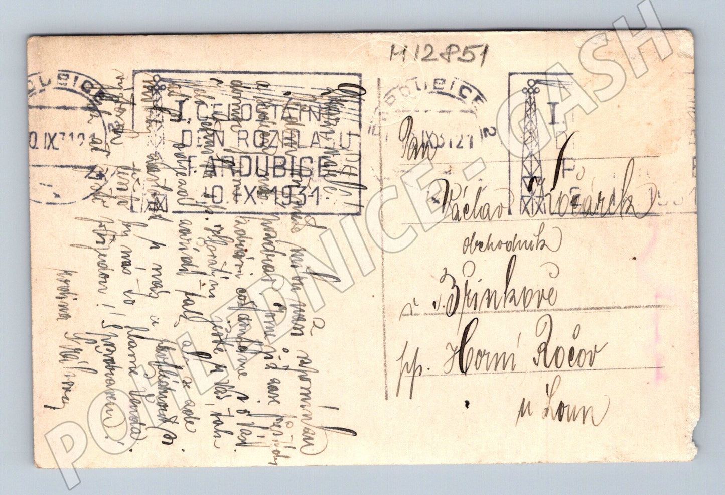 Pohlednice Pardubice sportovní stadion 1931 prošlá poštou (M12851)