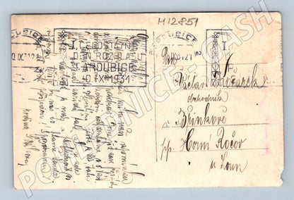 Pohlednice Pardubice sportovní stadion 1931 prošlá poštou (M12851)