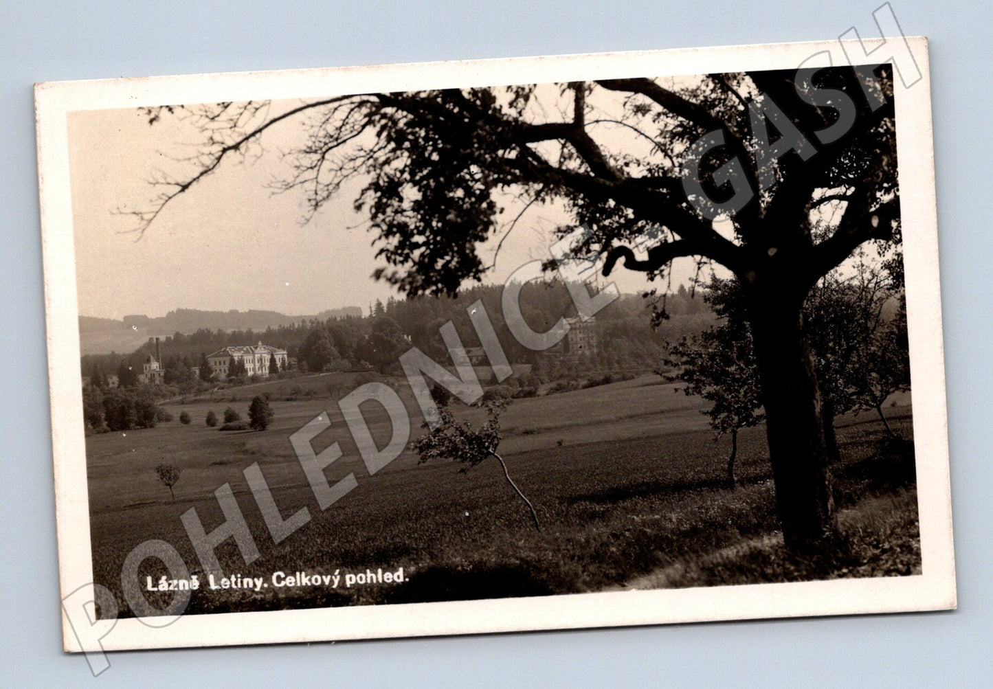 Pohlednice Lázně Letiny celkový pohled 1938 malý formát (M12857)