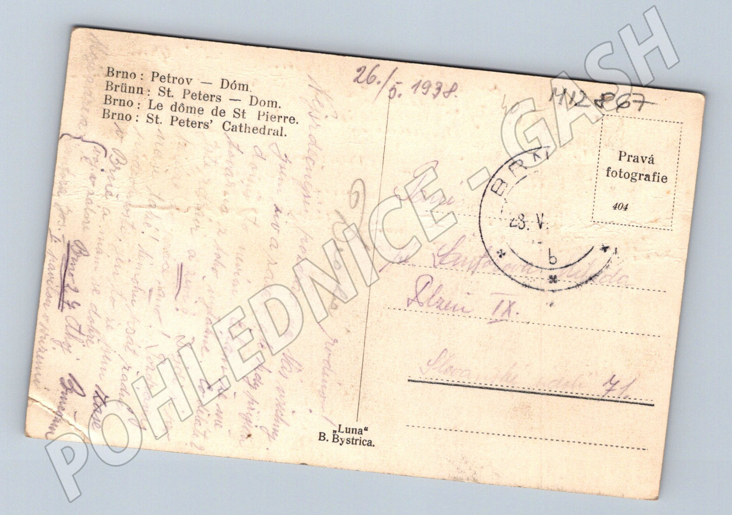 Pohlednice Brno Petrov katedrála sv. Petra a Pavla 1938 (M12867)