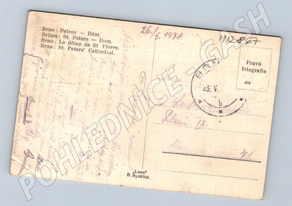 Pohlednice Brno Petrov katedrála sv. Petra a Pavla 1938 (M12867)