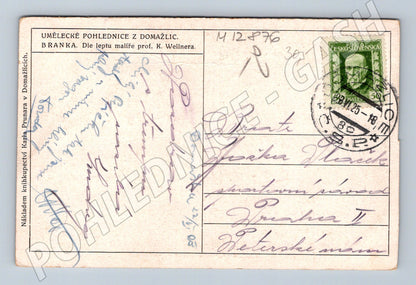 Pohlednice Domažlice Branka lept K. Wellner 1925 (M12876)