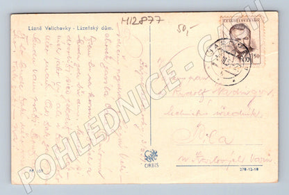 Pohlednice Lázně Velichovky lázeňský dům 1948 (M12877)