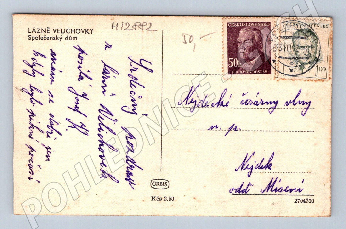 Pohlednice Lázně Velichovky Společenský dům malý formát (M12882)
