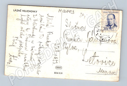 Pohlednice Lázně Velichovky stará prošlá poštou 1953 (M12883)