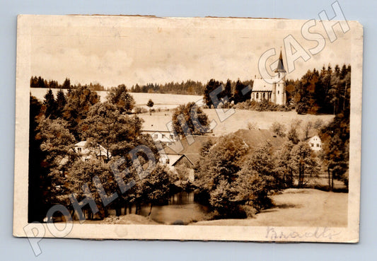 Pohlednice Horní Bradlo kostel 1950 okres Chrudim (M12903)