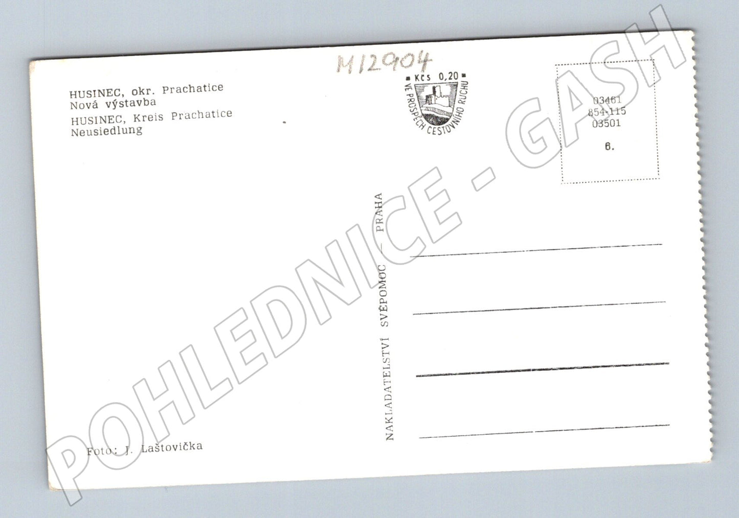 Pohlednice Husinec Prachatice nová výstavba černobílá (M12904)