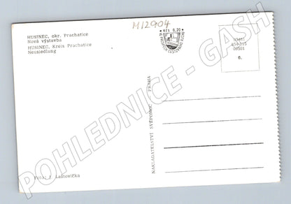 Pohlednice Husinec Prachatice nová výstavba černobílá (M12904)
