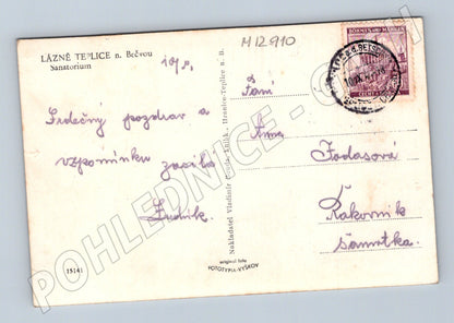 Pohlednice Teplice nad Bečvou sanatorium 1940 (M12910)