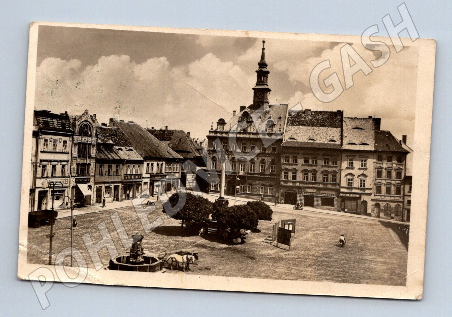 Pohlednice Česká Lípa náměstí historická do 1950 (M12913)