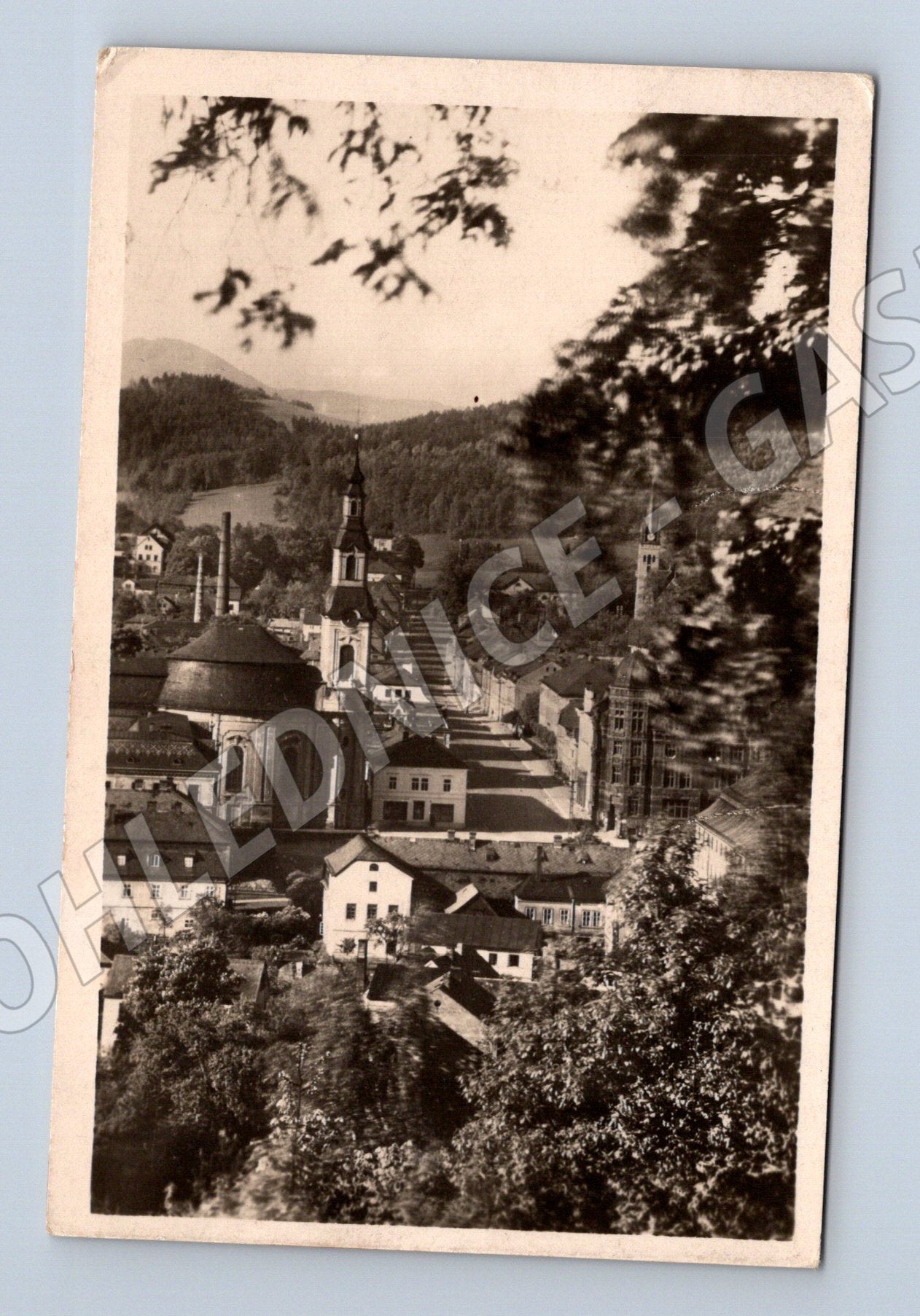 Pohlednice hrad historické město černobílá (M12914)